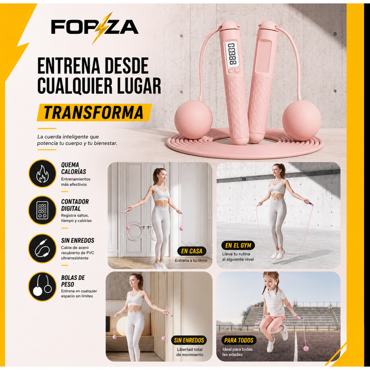 Cuerda De Saltar Doble Función Con Contador Forza